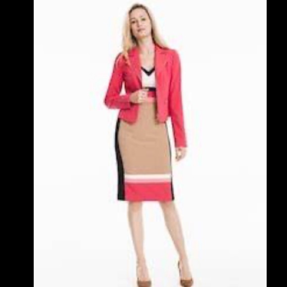 White House Black Market V-neck Color-block  sheath dress - Picture 4 of 4